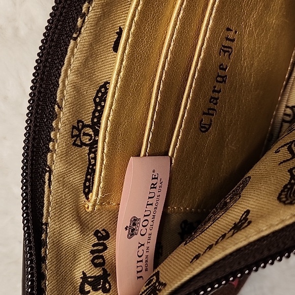 Juicy Couture Y2K Pink  Chocolate Brown Velvet Embroidered Wristlet Clutch - Picture 15 of 16